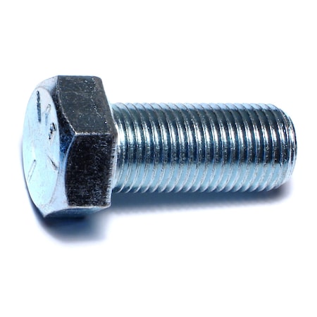 Grade 5, 9/16-18 Hex Head Cap Screw, Zinc Plated Steel, 1-1/4 In L, 4 PK